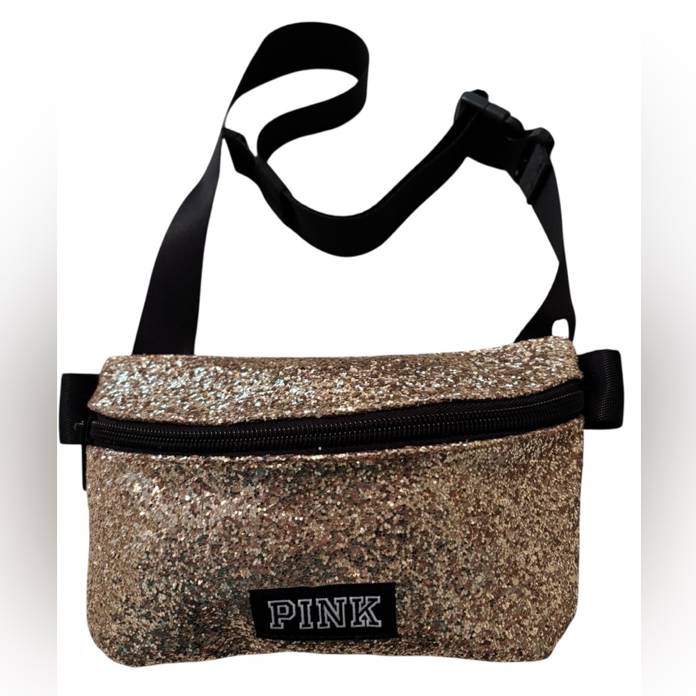 PINK Victoria’s Secret gold glitter belt bag - NWT